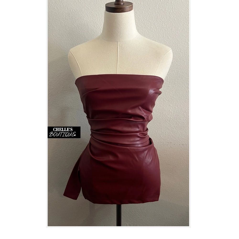 Burgundy Strapless Top